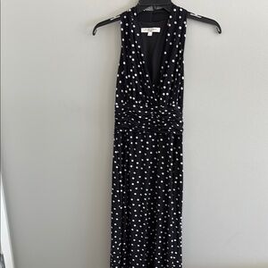 Evan Picone Black and White Polka Dot Midi Dress